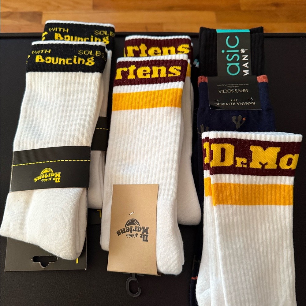 Dr. Martens White and Yellow Casual Socks and 2 misc socks